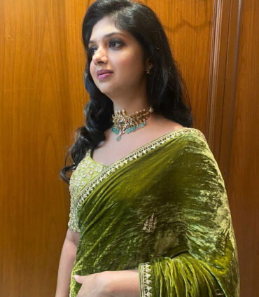Subtle event makeup with elegant saree draping and professional hairstyling in Hyderabad by Makeover by Farhaa